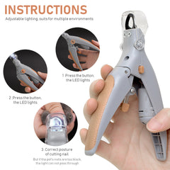 Pet Nail Clipper with LED Light, Dog And Cat Nail Scissor with Stainless Steel Non-Slip Handle, Anti-Bleeding Pet Nail Clipper for Pet Cleaning And Grooming Tools