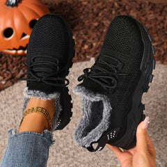 Women's Fleece-Lined Winter Sneakers – Warm Slip-On Walking Shoes
