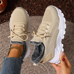 Women's Fleece-Lined Winter Sneakers – Warm Slip-On Walking Shoes