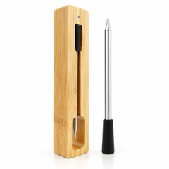 Long-Range Smart Meat Thermometer – App Monitoring & Bamboo Charging Dock-T22