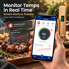 Long-Range Smart Wireless Meat Thermometer – High-Heat Ceramic Probe & App Alerts- T20