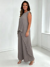 Irregular High-Low Pleated Top + Pants Two-Piece Suit