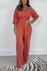 Women's Square Neck High Waist Pleated Jumpsuit(Buy 2 Free Shipping)
