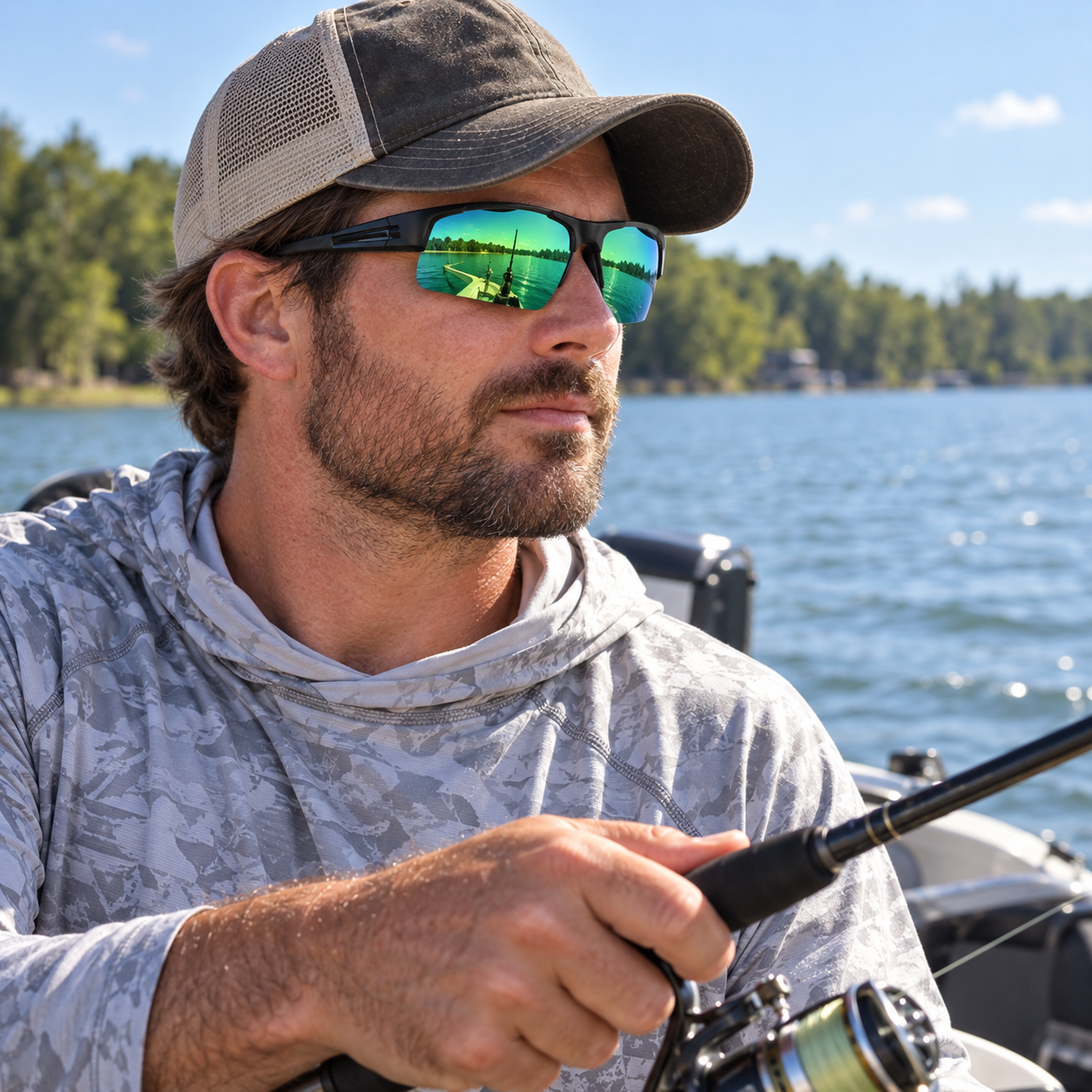 AeroTrace Air Semi-Rimless Polarized Sports Sunglasses for Fishing, Driving & Cycling