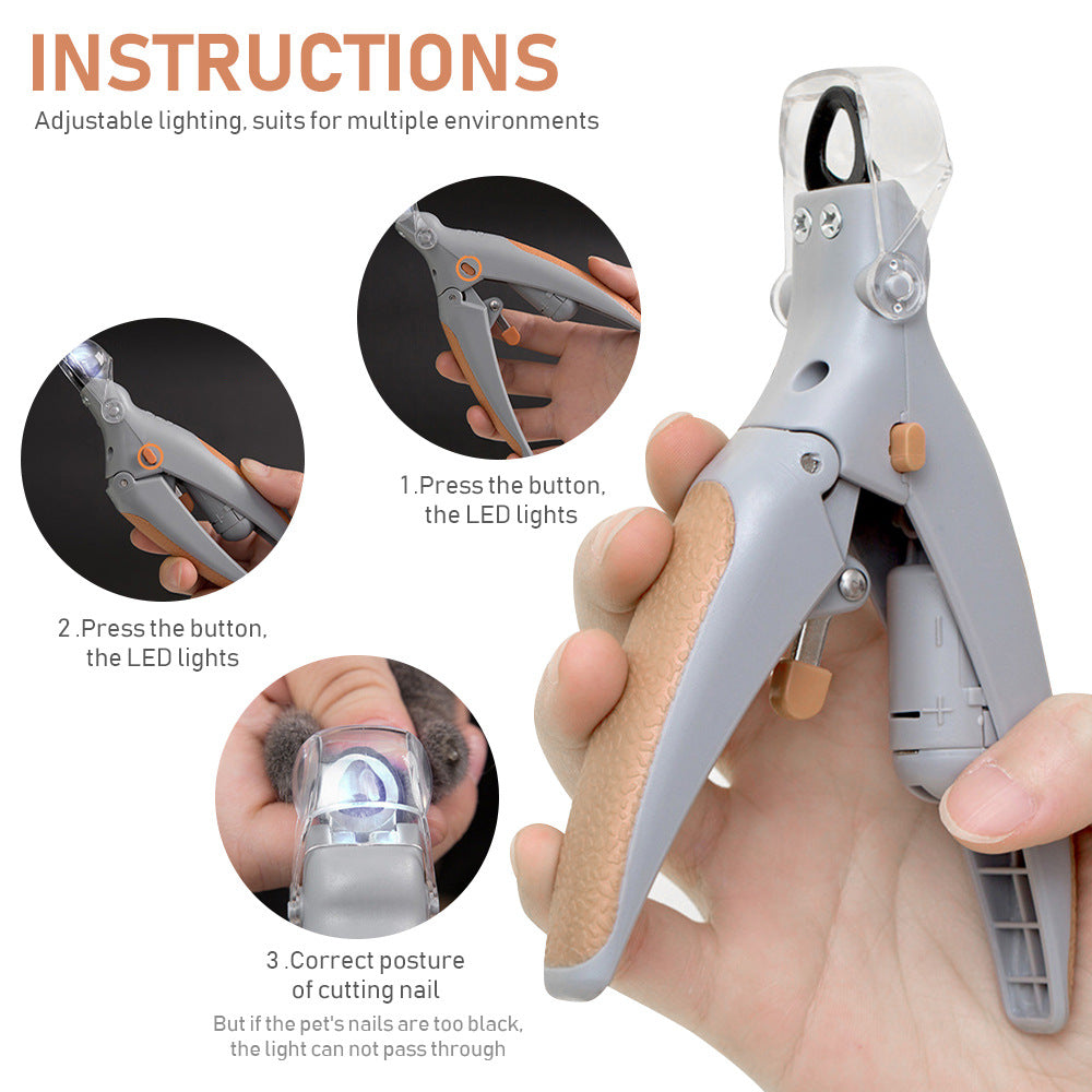 Pet Nail Clipper with LED Light, Dog And Cat Nail Scissor with Stainless Steel Non-Slip Handle, Anti-Bleeding Pet Nail Clipper for Pet Cleaning And Grooming Tools