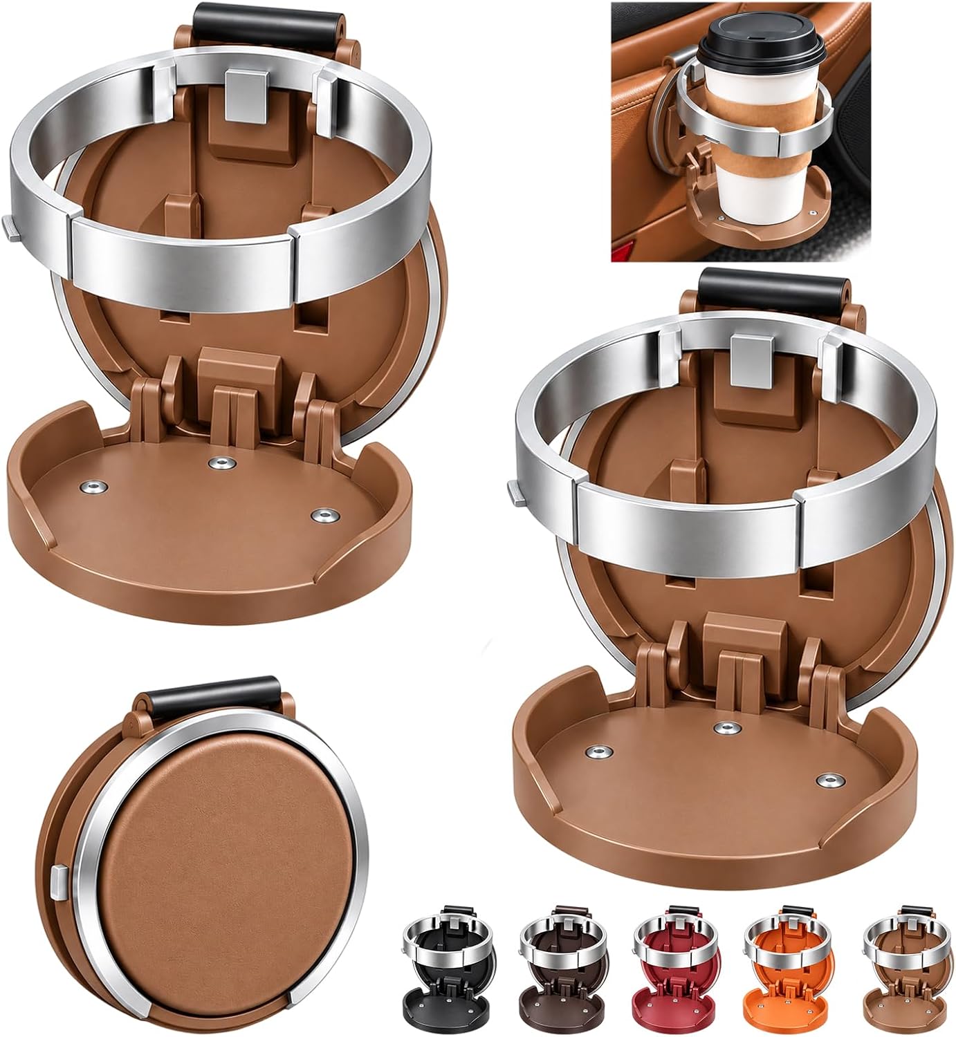 Foldable Car Cup Holder with Hook Universal Car Door Cup Holder