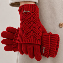 Women's Lightweight Touchscreen Knit Gloves – Two-Tone 2-in-1 Short-Cuff Design