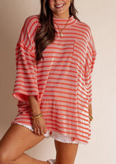 Women's Oversized High Neck Urban Ribbed Striped Top (Buy 2 Free Shipping)