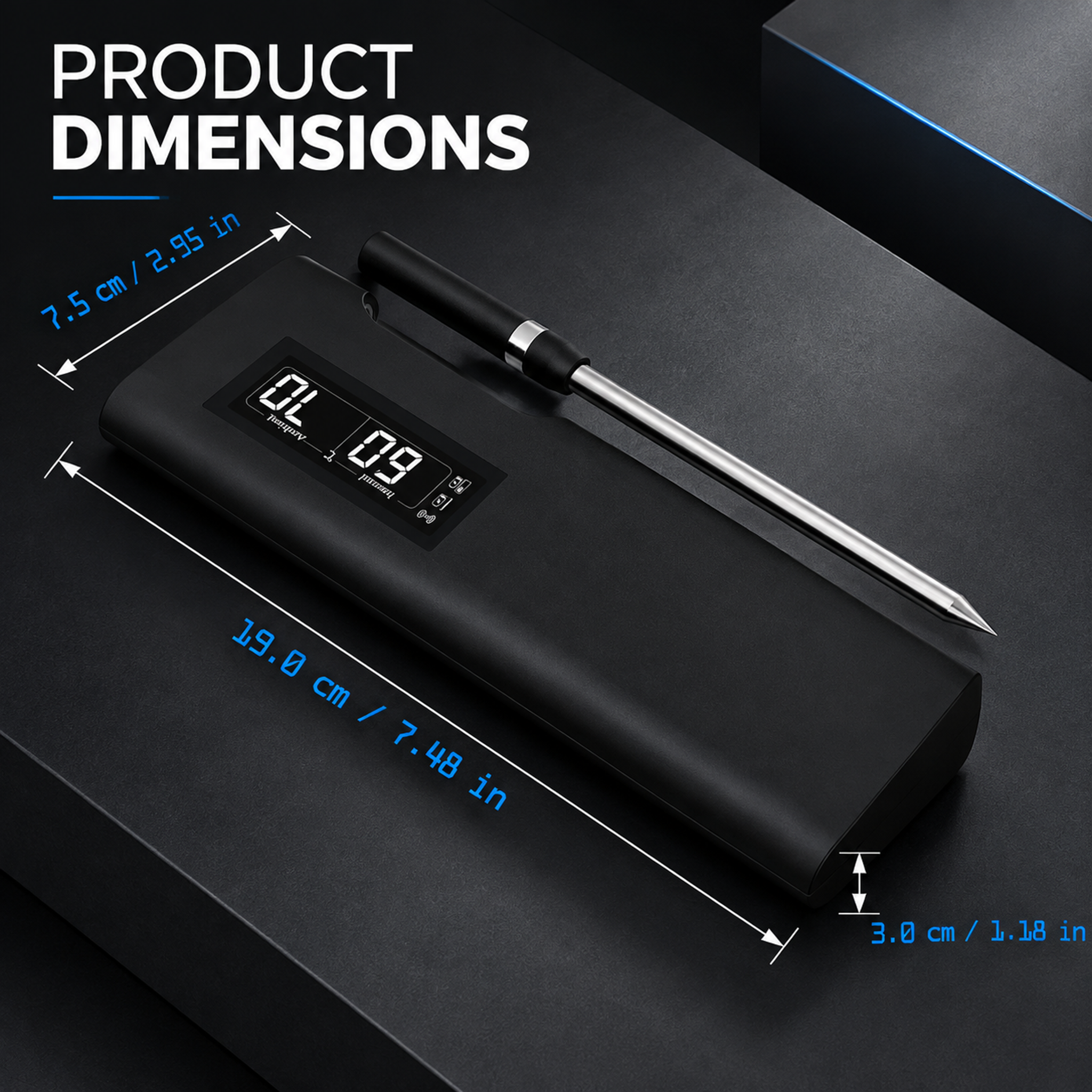 Long-Range Wireless Meat Thermometer – Dual-Temp BBQ Probe with App Alerts-T19
