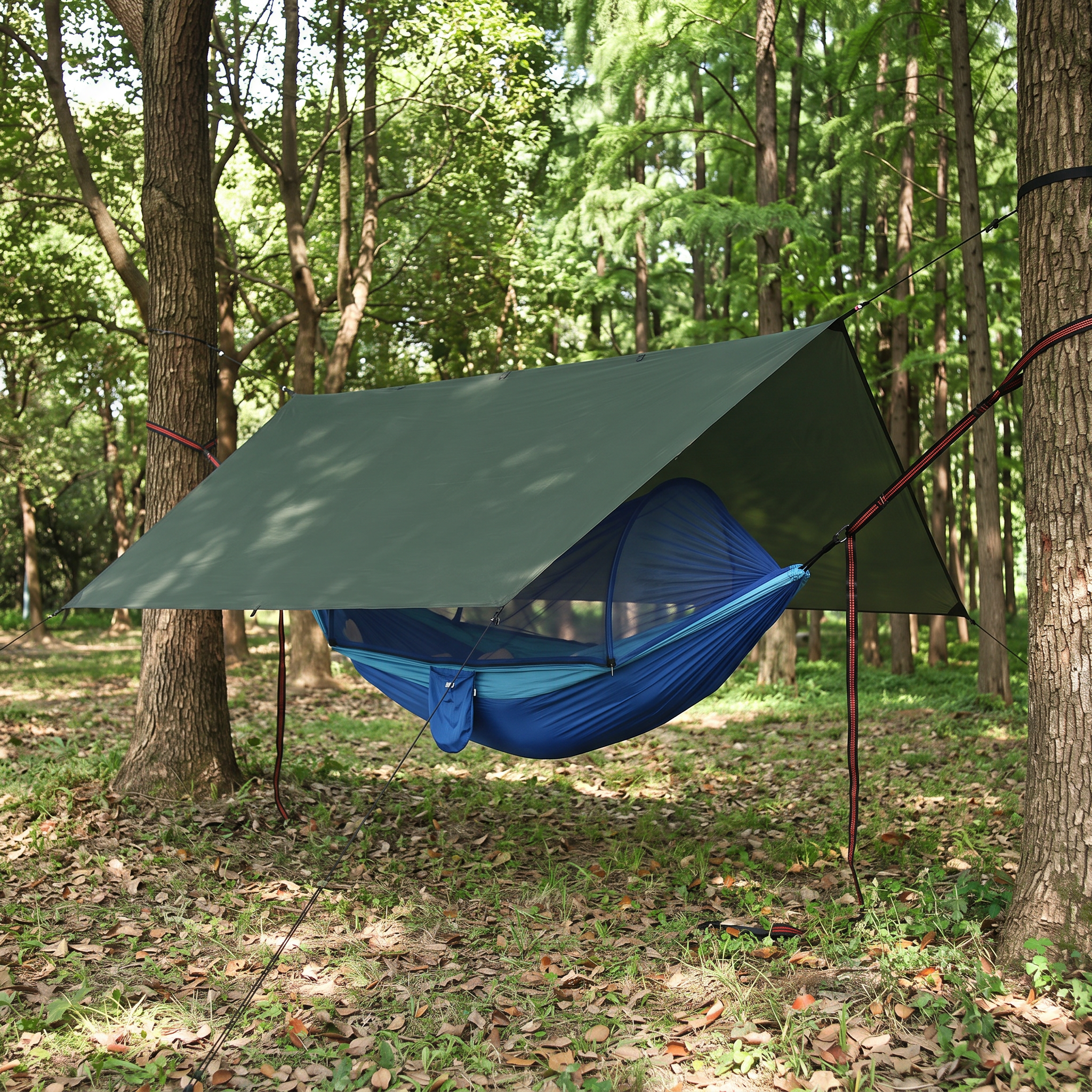3-in-1 Camping Hammock Tent with Mosquito Net & Waterproof Rain Tarp