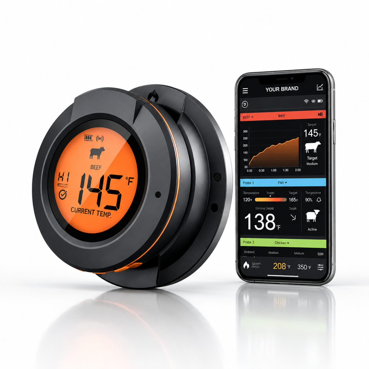 Smart Bluetooth Grill Thermometer – Dual-Probe BBQ & Smoker Monitor-T18