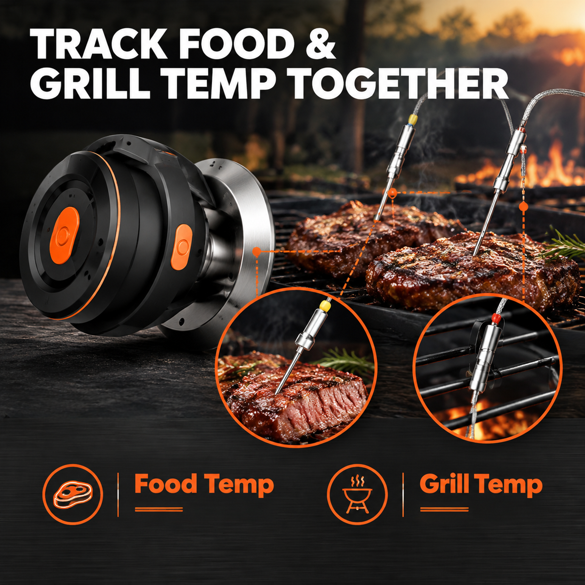 Smart Bluetooth Grill Thermometer – Dual-Probe BBQ & Smoker Monitor-T18