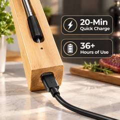 Long-Range Smart Meat Thermometer – App Monitoring & Bamboo Charging Dock-T22