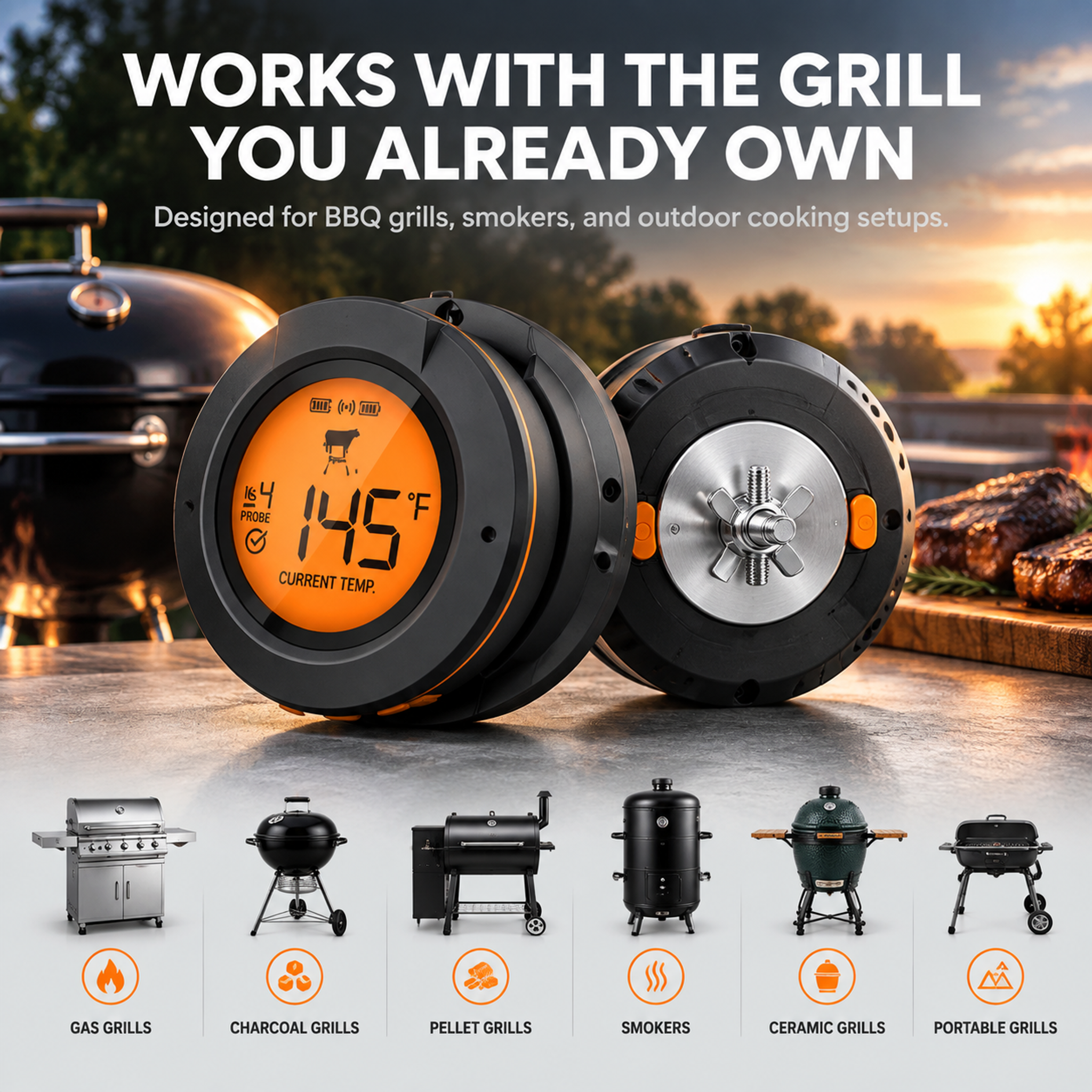Smart Bluetooth Grill Thermometer – Dual-Probe BBQ & Smoker Monitor-T18