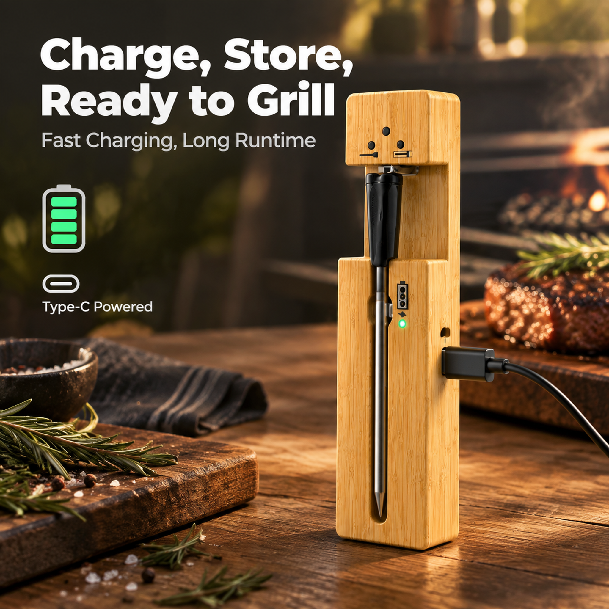 Smart Wireless Meat Thermometer – Bluetooth 5.2 Ceramic Probe & Charging Dock-21